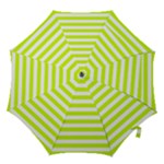 Horizontal Stripes - White and Fluorescent Yellow Hook Handle Umbrella (Medium)