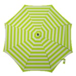 Horizontal Stripes - White and Fluorescent Yellow Hook Handle Umbrella (Small)