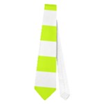 Horizontal Stripes - White and Fluorescent Yellow Necktie (One Side)