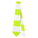 Horizontal Stripes - White and Fluorescent Yellow Necktie (Two Side)
