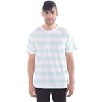 Horizontal Stripes - White and Pale Green Men s Sport Mesh Tee