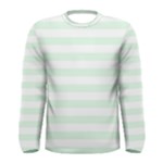 Horizontal Stripes - White and Pale Green Men s Long Sleeve T-shirt