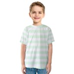 Horizontal Stripes - White and Pale Green Kid s Sport Mesh Tee
