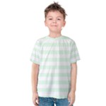 Horizontal Stripes - White and Pale Green Kid s Cotton Tee