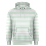 Horizontal Stripes - White and Pale Green Men s Pullover Hoodie