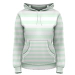 Horizontal Stripes - White and Pale Green Women s Pullover Hoodie