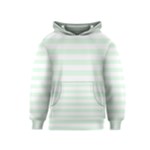 Horizontal Stripes - White and Pale Green Kid s Pullover Hoodie