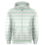 Horizontal Stripes - White and Pale Green Men s Zipper Hoodie