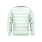 Horizontal Stripes - White and Pale Green Kid s Sweatshirt