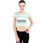 Horizontal Stripes - White and Pale Green Crew Neck Crop Top