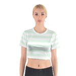 Horizontal Stripes - White and Pale Green Cotton Crop Top
