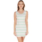 Horizontal Stripes - White and Pale Green Bodycon Dress