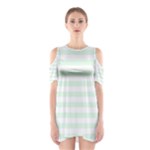 Horizontal Stripes - White and Pale Green Women s Cutout Shoulder Dress