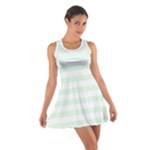 Horizontal Stripes - White and Pale Green Cotton Racerback Dress