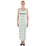 Horizontal Stripes - White and Pale Green Fitted Maxi Dress