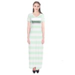 Horizontal Stripes - White and Pale Green Short Sleeve Maxi Dress