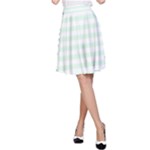 Horizontal Stripes - White and Pale Green A-Line Skirt