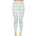 Horizontal Stripes - White and Pale Green Women s Leggings