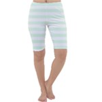 Horizontal Stripes - White and Pale Green Cropped Leggings