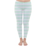 Horizontal Stripes - White and Pale Green Winter Leggings