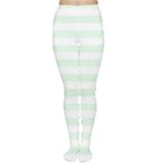 Horizontal Stripes - White and Pale Green Women s Tights