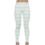 Horizontal Stripes - White and Pale Green Yoga Leggings