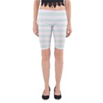 Horizontal Stripes - White and Pale Green Yoga Cropped Leggings