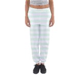 Horizontal Stripes - White and Pale Green Women s Jogger Sweatpants