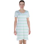 Horizontal Stripes - White and Pale Green Short Sleeve Nightdress
