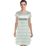 Horizontal Stripes - White and Pale Green Cap Sleeve Nightdress