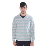 Horizontal Stripes - White and Pale Green Wind Breaker (Men)