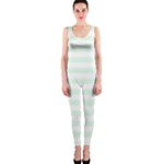 Horizontal Stripes - White and Pale Green OnePiece Catsuit
