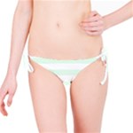 Horizontal Stripes - White and Pale Green Bikini Bottom