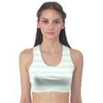 Horizontal Stripes - White and Pale Green Women s Sports Bra