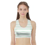 Horizontal Stripes - White and Pale Green Women s Sports Bra with Border