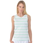 Horizontal Stripes - White and Pale Green Women s Basketball Tank Top