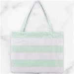 Horizontal Stripes - White and Pale Green Mini Tote Bag