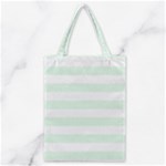 Horizontal Stripes - White and Pale Green Classic Tote Bag