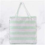 Horizontal Stripes - White and Pale Green Grocery Tote Bag