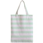 Horizontal Stripes - White and Pale Green Zipper Classic Tote Bag