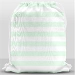 Horizontal Stripes - White and Pale Green Drawstring Bag (Large)