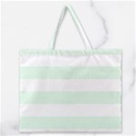 Horizontal Stripes - White and Pale Green Zipper Large Tote Bag