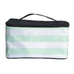 Horizontal Stripes - White and Pale Green Cosmetic Storage Case