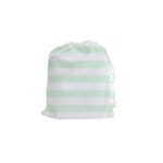 Horizontal Stripes - White and Pale Green Drawstring Pouch (S)