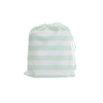 Horizontal Stripes - White and Pale Green Drawstring Pouch (M)