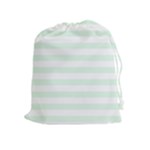 Horizontal Stripes - White and Pale Green Drawstring Pouch (XL)