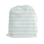 Horizontal Stripes - White and Pale Green Drawstring Pouch (XXl)