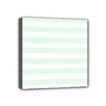 Horizontal Stripes - White and Pale Green Mini Canvas 4  x 4  (Stretched)