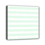 Horizontal Stripes - White and Pale Green Mini Canvas 6  x 6  (Stretched)