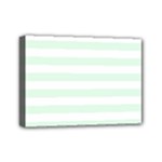 Horizontal Stripes - White and Pale Green Mini Canvas 7  x 5  (Stretched)